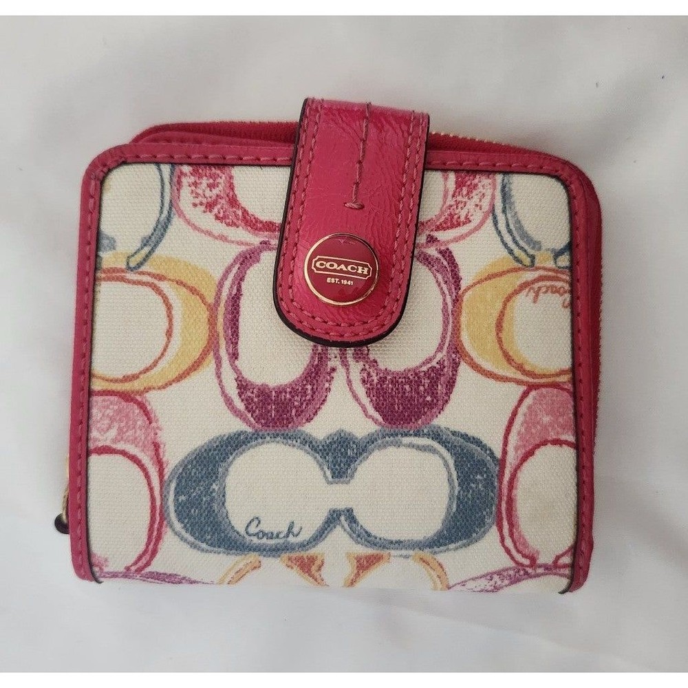 Coach Print White and Pink Wallet